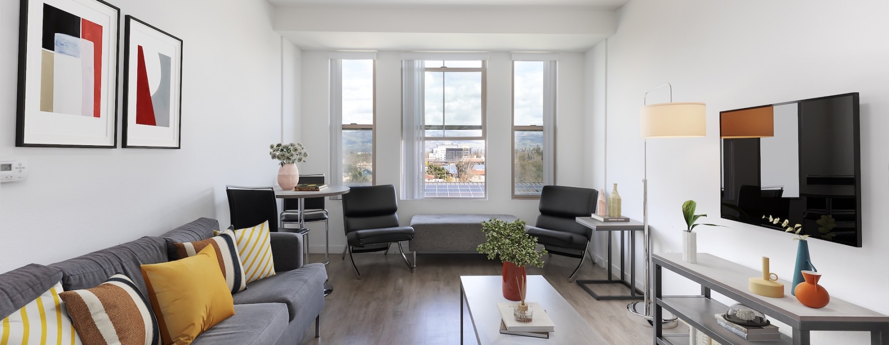 Open space living area with natural lighting